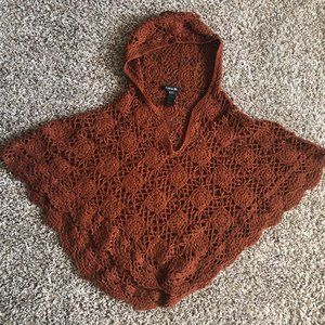 Knitted hoodie poncho